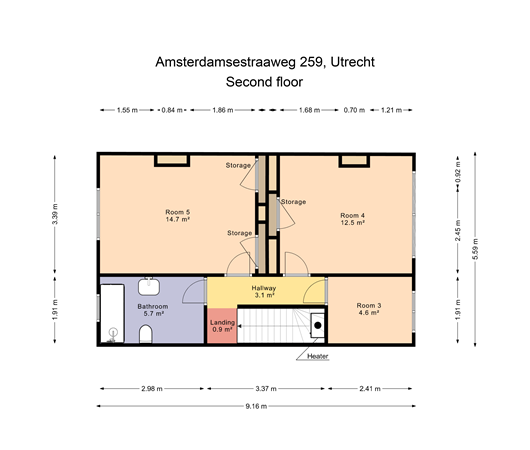 Floorplan - Amsterdamsestraatweg 259BS, 3551 CE Utrecht